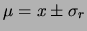$\displaystyle x \pm 2\,\sigma_r$