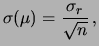 $\displaystyle \sigma(\overline{x}) =
\frac{\sigma(x)}{\sqrt{2}} = \frac{\sigma_r}{\sqrt{2}}\,.$