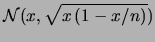 $\displaystyle {\cal B}_{n\,p} \rightarrow {\cal N}(n\,p, \sqrt{n\,p\,(1-p)})$