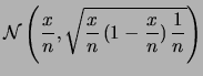 $\displaystyle {\cal N}(x, \sqrt{x\,(1-x/n)})$