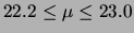 $ 18.0 \le \mu \le 23.0$