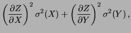 $\displaystyle k + \left.\frac{\partial Z}{\partial X}\right\vert _{\mu_x,\mu_y}\!x +
\left.\frac{\partial Z}{\partial Y}\right\vert _{\mu_x,\mu_y}\!y + \ldots$