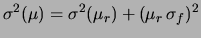 $\displaystyle f=1\pm\sigma_f\,.$