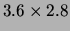 $\displaystyle 3.6\times 2.8$