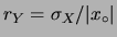 $ \sigma_Y = \vert k\vert\cdot r_X $
