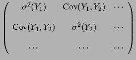 $\displaystyle \left( \begin{array}{ccc}
\sigma^2(X_1) &
\mbox{Cov}(X_1,X_2) &
\...
...gma^2(X_2) &
\cdots \\
& & \\
\cdots & \cdots & \cdots \\
\end{array}\right)$