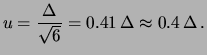 $\displaystyle u=\frac{\Delta}{3.18}\,.$