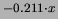 $ ^{-0.71\cdot x}$
