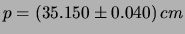 $ V = 35.0\pm 2.6$