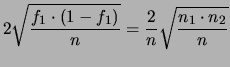 $\displaystyle 4 \sigma^2(f_1) =
4\cdot \frac{f_1\cdot (1-f_1)}{n}$