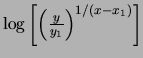 $ \log{\left[\left(
\frac{y}{y_1}\right)^{1/(x-x_1)}\right]}$