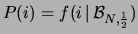 $\displaystyle P(i) = f(i\,\vert\,{\cal B}_{N,\frac{1}{2}})$