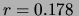 $ r=0.178\,$
