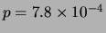 $ p=7.8\times 10^{-4}$