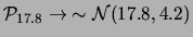 $\displaystyle {\cal P}_{17.8} \rightarrow\ \sim {\cal N}(17.8, 4.2)$