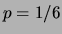 $ p=1/6$