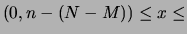 $\displaystyle \frac{\binom{M}{x}\,
\binom{N-M}{n-x}}
{\binom{N}{n}}$