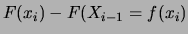 $\displaystyle F(x_{i-1}) < R \le F(x_i)$