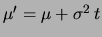 $\displaystyle x^2-2\, (\mu+\sigma^2\, t)x + (\mu+\sigma^2\, t)^2-
(\mu+\sigma^2\, t)^2+\mu^2\,. $