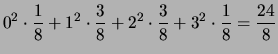 $\displaystyle 0\cdot \frac{8}{16} +
1\cdot \frac{8}{16}
= \frac{1}{2}$