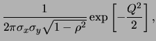 $\displaystyle \frac{1}{\sqrt{2\pi}\sigma_x}
\exp{\left[-\frac{(x-\mu_x)^2}{2\sigma_x^2}\right]}$