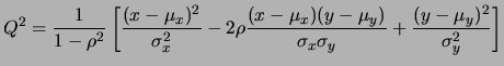 $\displaystyle \frac{1}{2\pi\sigma_x\sigma_y\sqrt{1-\rho^2}}
\exp{\left[-\frac{Q^2}{2}\right]}\,,$
