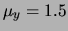 $ \mu_x=1.5$