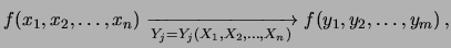 $\displaystyle f(a,b) \Rightarrow f(A,p)\,.$