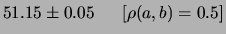 $\displaystyle 51.15\pm0.04 \hspace{0.6cm}[\rho(a,b)=0]$