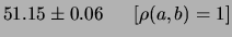 $\displaystyle 51.15\pm0.05 \hspace{0.6cm}[\rho(a,b)=0.5]$