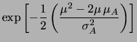 $\displaystyle \exp\left[-\frac{1}{2}\left(
\frac{\mu^2-2\,\mu\left(\frac{x\,\si...
...}
{(\sigma_e^2\cdot \sigma_\circ^2)/(\sigma_e^2+\sigma_\circ^2)}
\right)\right]$