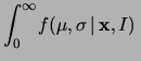 $\displaystyle f(\mathbf{x}\,\vert,\mu,\sigma,I)\times f_\circ(\mu,\sigma)$