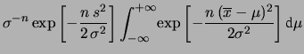 $\displaystyle \int_{-\infty}^{+\infty}\!
f(\mu,\sigma\,\vert\,\mathbf{x})\,$