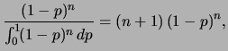 $\displaystyle f(p\,\vert\,x=0,n)$