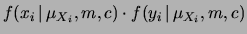 $\displaystyle f(x_i,y_i\,\vert\,\mu_{X_i},m,c)$