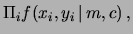$\displaystyle f(\underline{x},\underline{y}\,\vert\,m,c)$