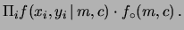 $\displaystyle f(m,c\,\vert\,\underline{x},\underline{y})$
