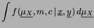 $\displaystyle \Pi_i f(x_i, y_i\, \vert \,\mu_{X_i}, m, c) \cdot
f_\circ(\underline{\mu_{X}}, m, c)\,.$