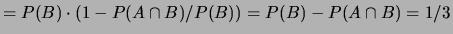 $ P(\overline A \cap B) = P(B)\cdot P(\overline{A}\vert B)
= P(B)\cdot (1 - P(A\vert B)) $