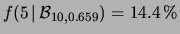 $ P(X>0\,\vert\,{\cal P}_{0.417}) =
1-f(0\,\vert\,{\cal P}_{0.417}) = 34.1\,\%$
