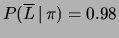 $ P(\overline{L}\,\vert\,\pi) = 0.98$