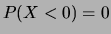 $ P(X<0)=0$